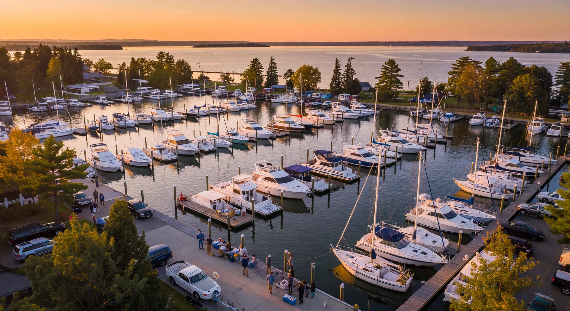 Aerial view of a North American marina